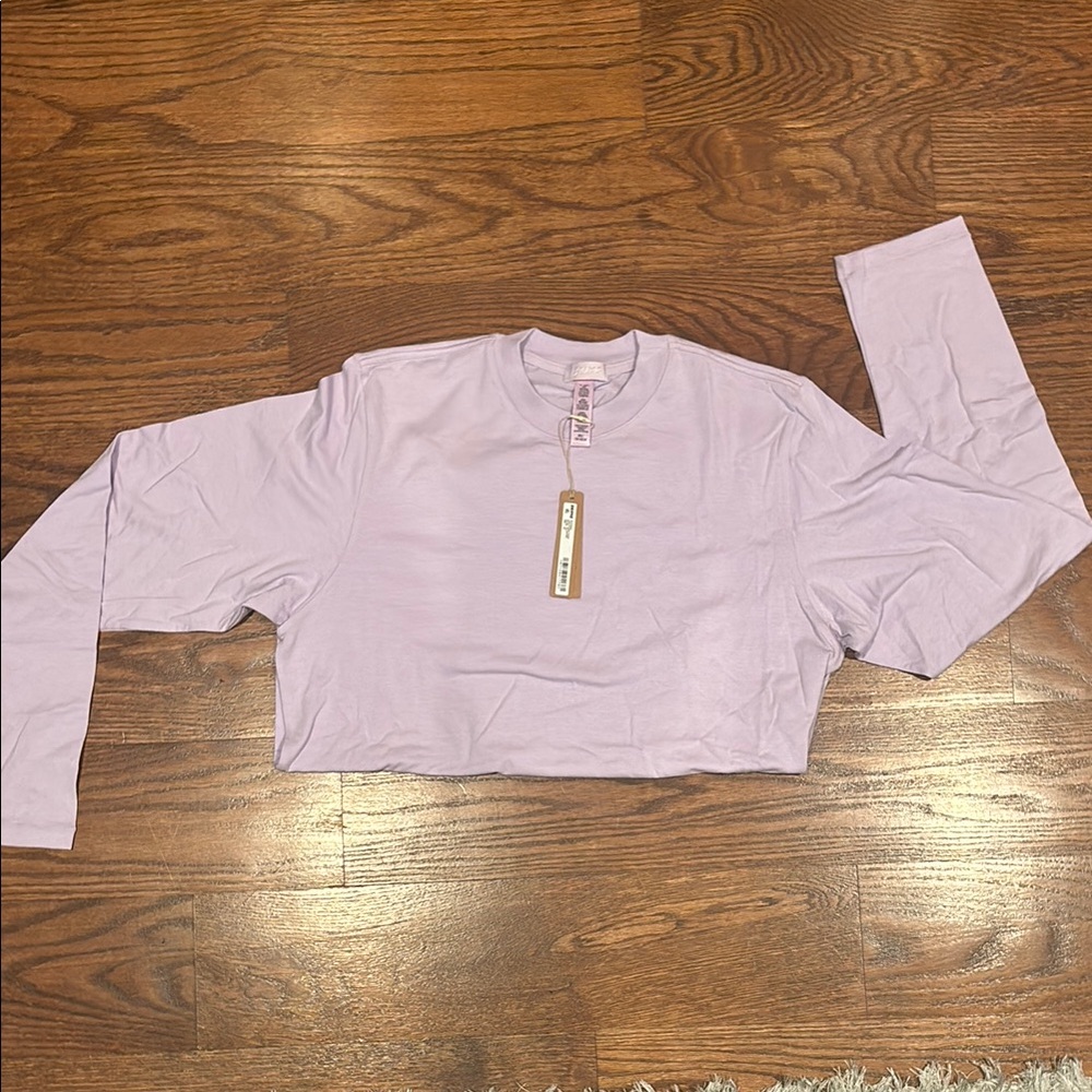 SKIMS Purple Long Sleeve Polo Crop Sweatshirt